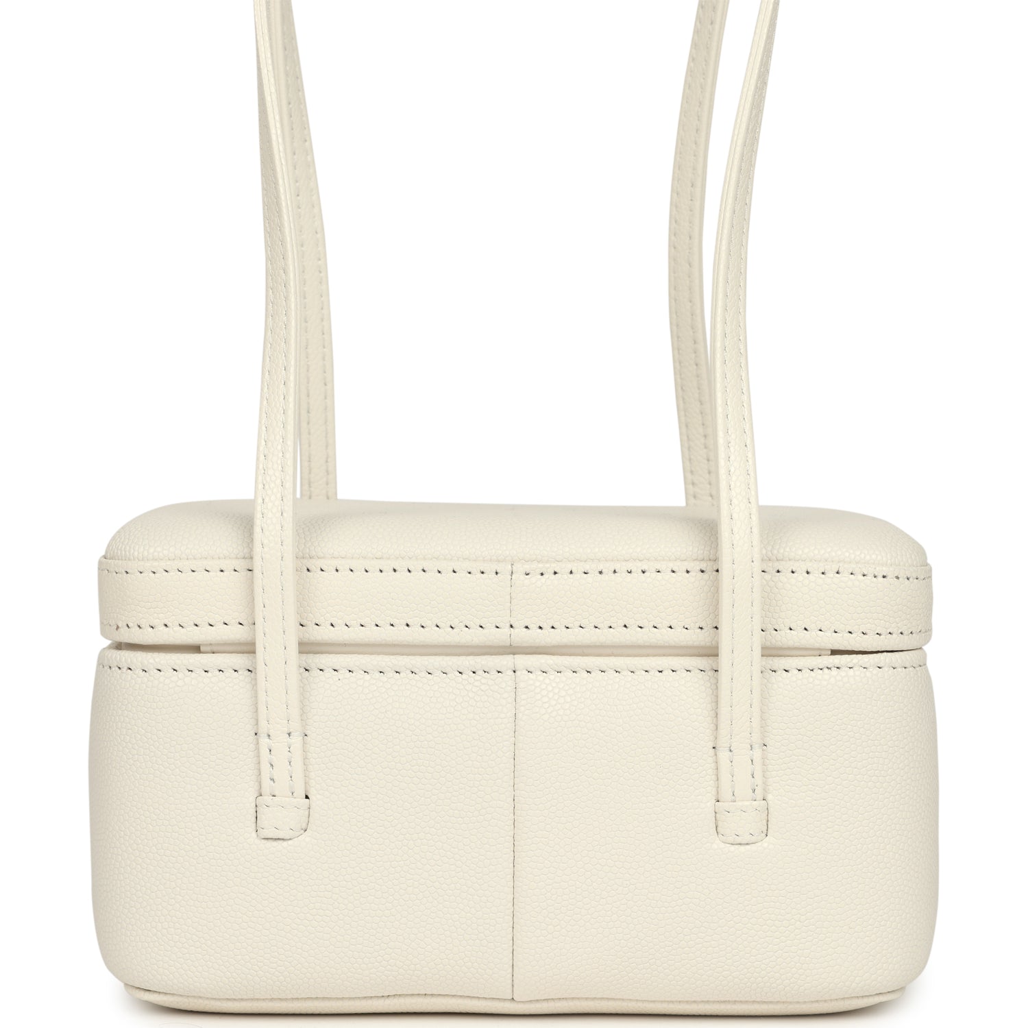 Chanel Preppy Coco Long Vanity with Straps White Shiny Caviar Brushed Gold Hardware
