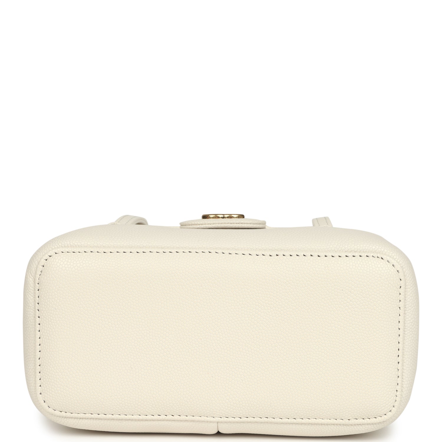 Chanel Preppy Coco Long Vanity with Straps White Shiny Caviar Brushed Gold Hardware