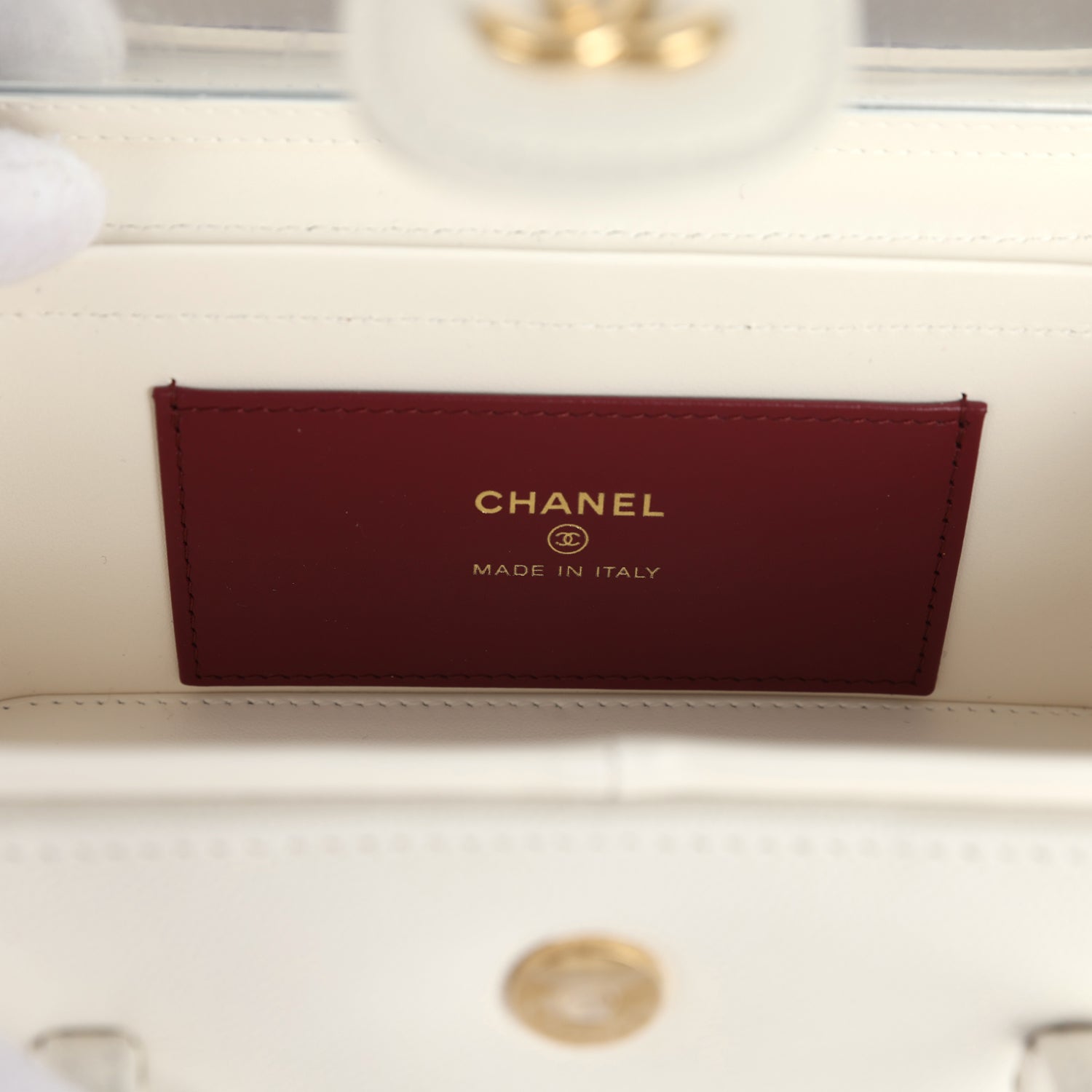 Chanel Preppy Coco Long Vanity with Straps White Shiny Caviar Brushed Gold Hardware