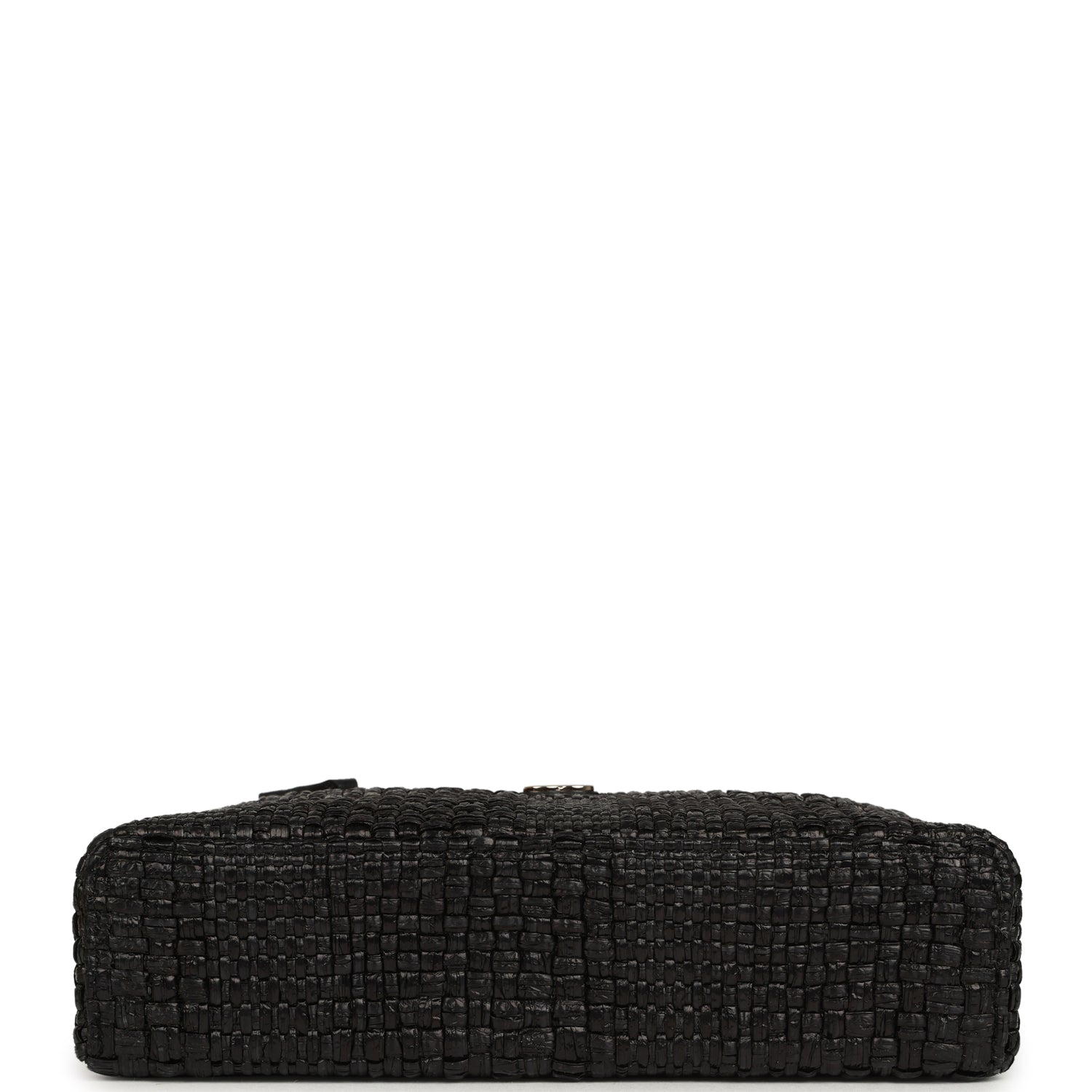Chanel Top Handle Long Vanity Case with Chain Black Braided Raffia Light Gold Hardware