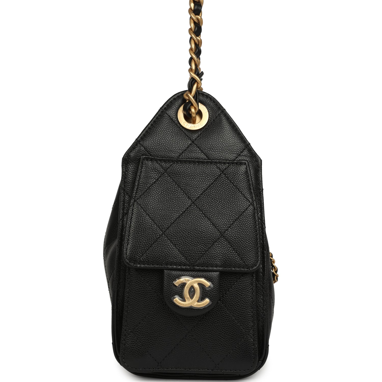 Chanel Mini 25 Hobo Bag Black Caviar Antique Gold Hardware