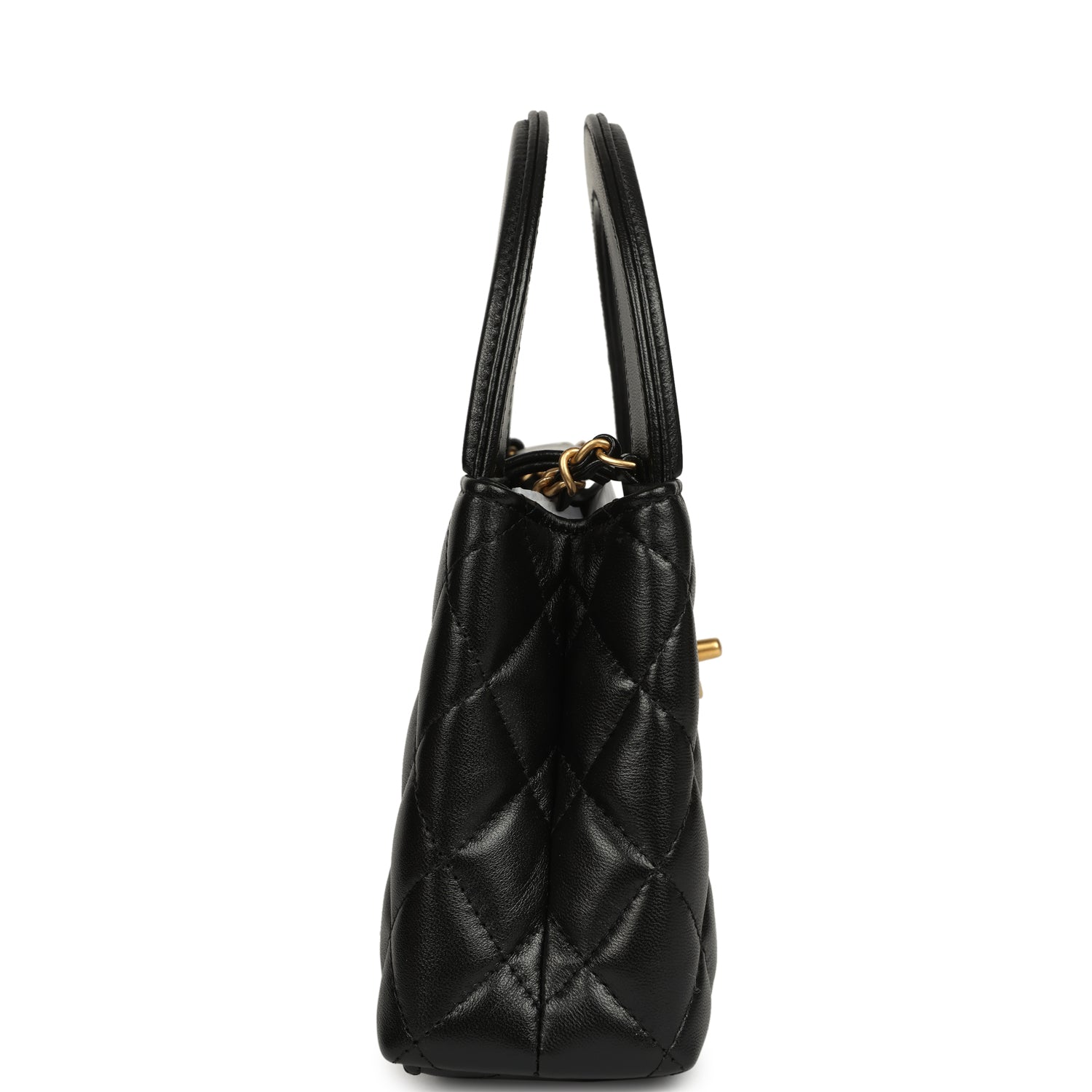 Chanel Small Kelly Shopper Black Shiny Aged Calfskin Brushed Gold Hardware