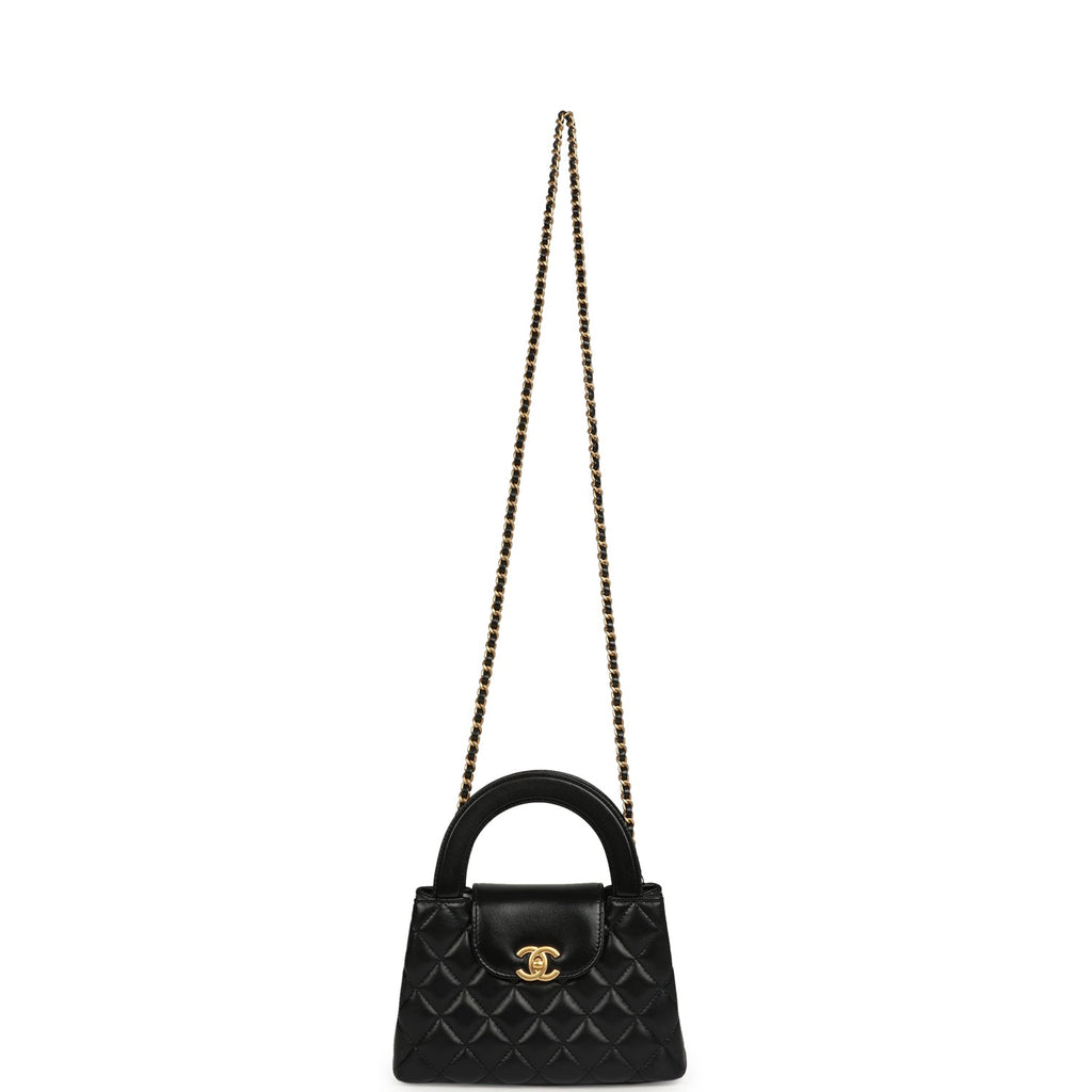 Chanel Small Kelly Shopper Black Shiny Aged Calfskin Brushed Gold Hardware