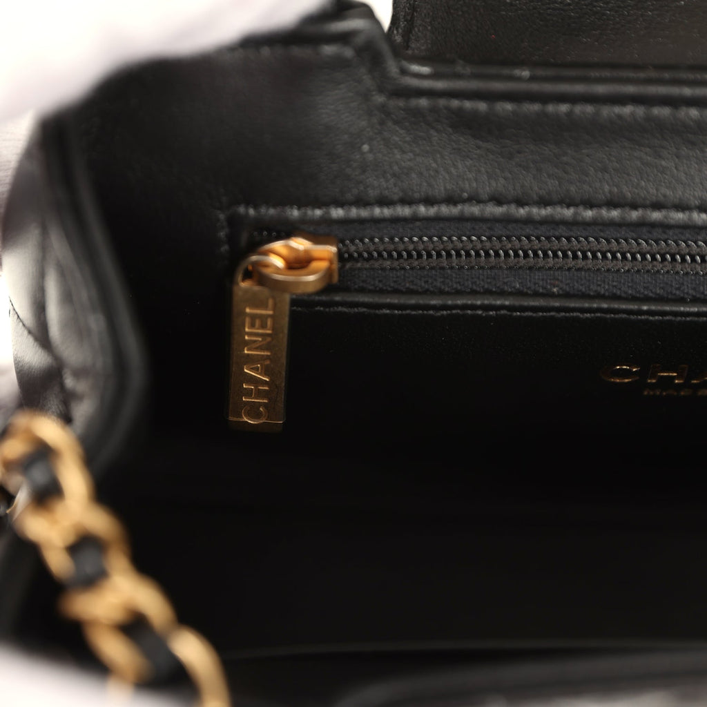 Chanel Small Kelly Shopper Black Shiny Aged Calfskin Brushed Gold Hardware