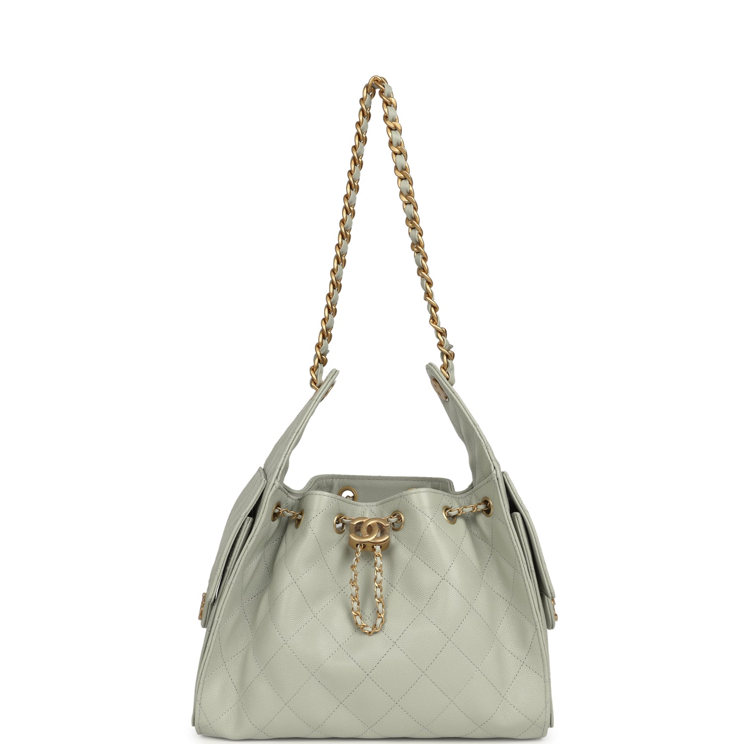Chanel Small 25 Hobo Bag Light Green Caviar Antique Gold Hardware