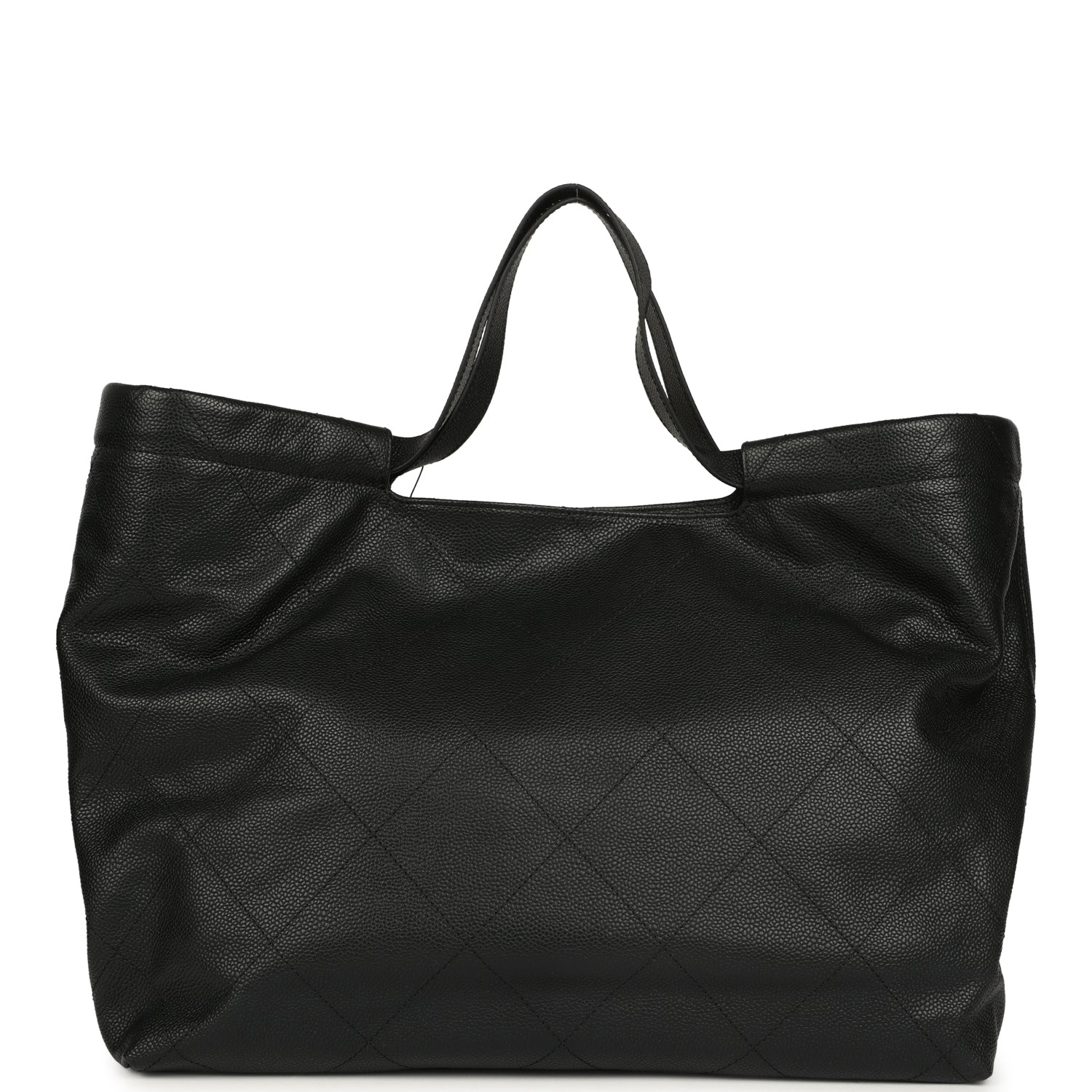 Chanel Maxi Coco Shopping Bag Black Caviar Brushed Gold Hardware