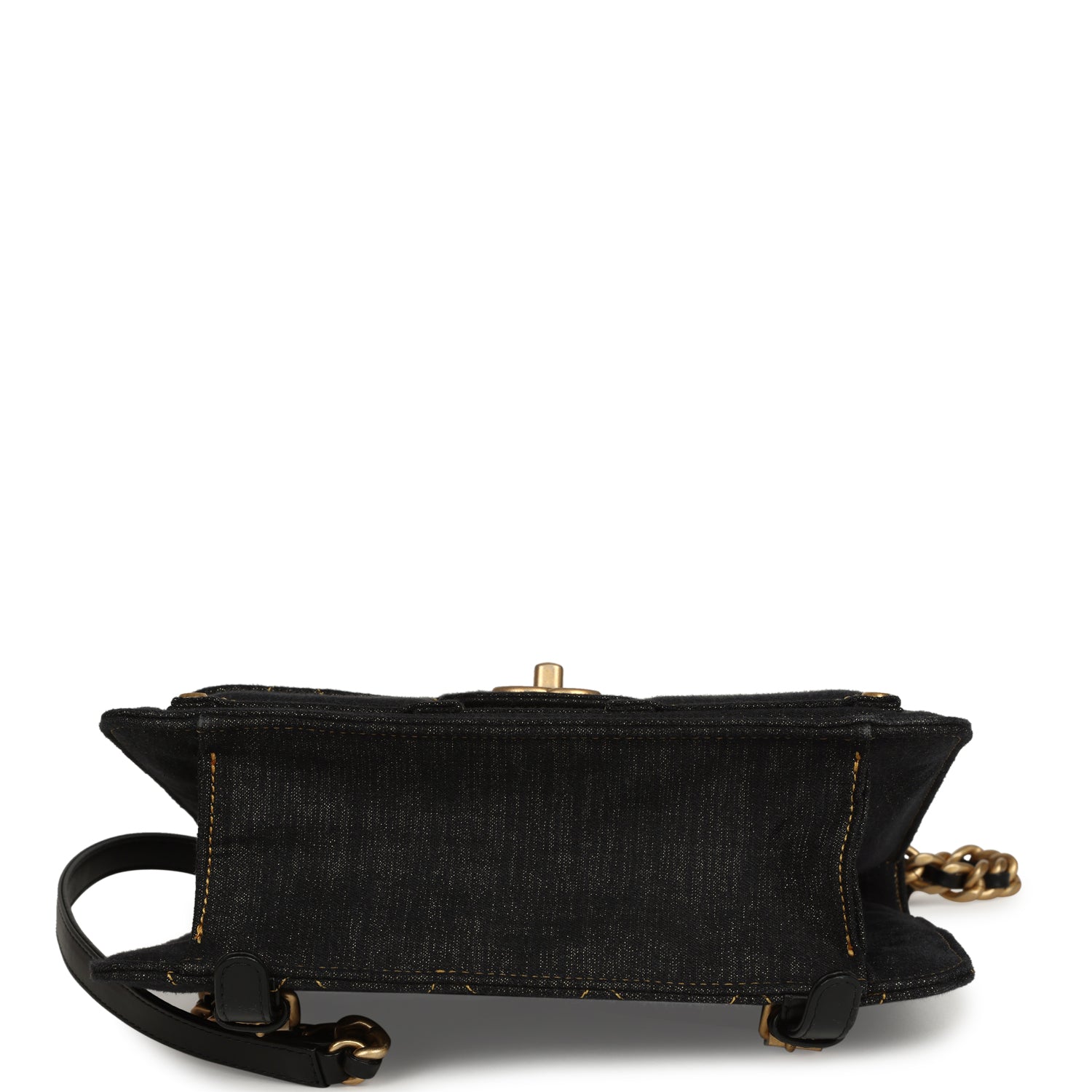 Chanel Double You Flap Backpack Black Denim Antique Gold Hardware