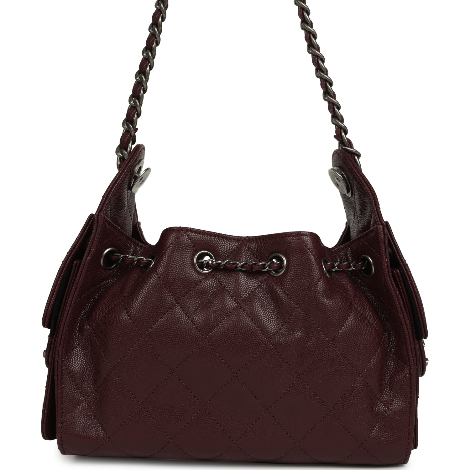 Chanel Mini 25 Hobo Bag Burgundy Caviar Aged Ruthenium Hardware