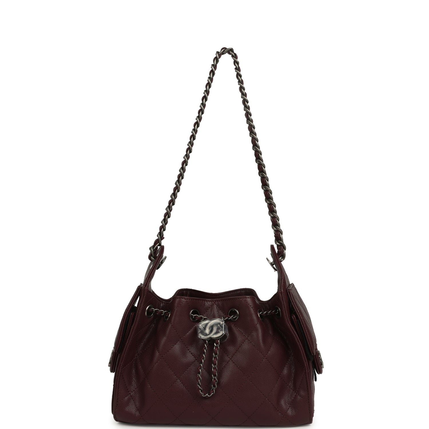 Chanel Mini 25 Hobo Bag Burgundy Caviar Aged Ruthenium Hardware