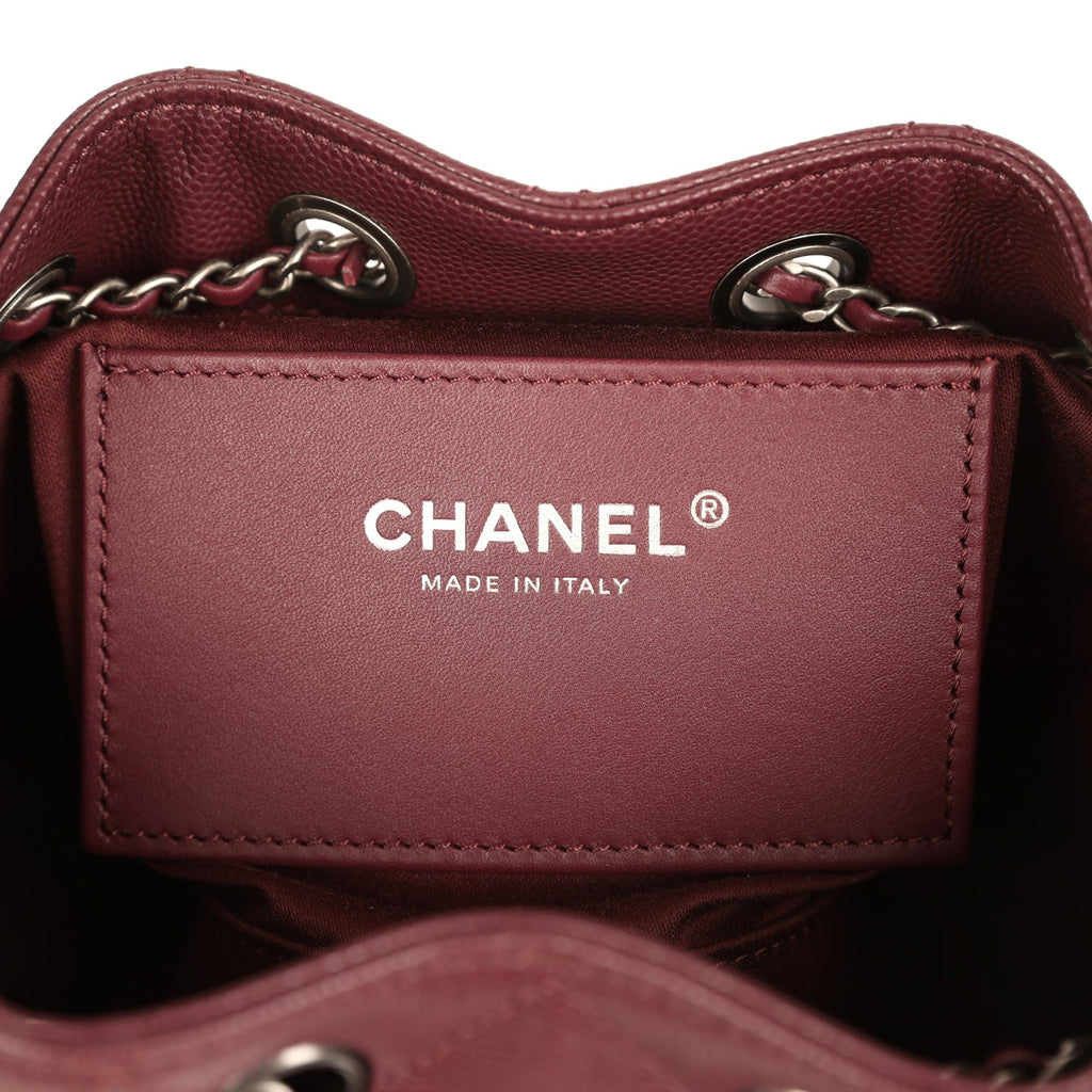 Chanel Mini 25 Hobo Bag Burgundy Caviar Aged Ruthenium Hardware