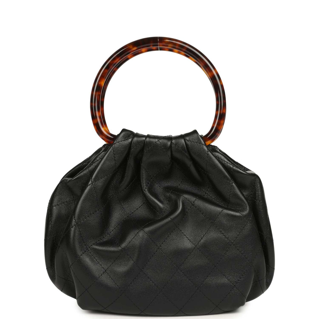 Chanel Small Pouch Black Shiny Lambskin Tortoiseshell Hardware
