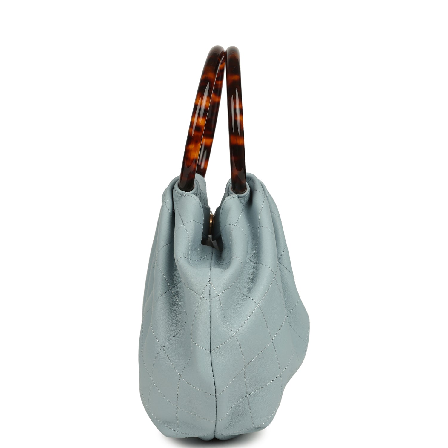 Chanel Small Pouch Light Blue Calfskin Tortoiseshell Hardware