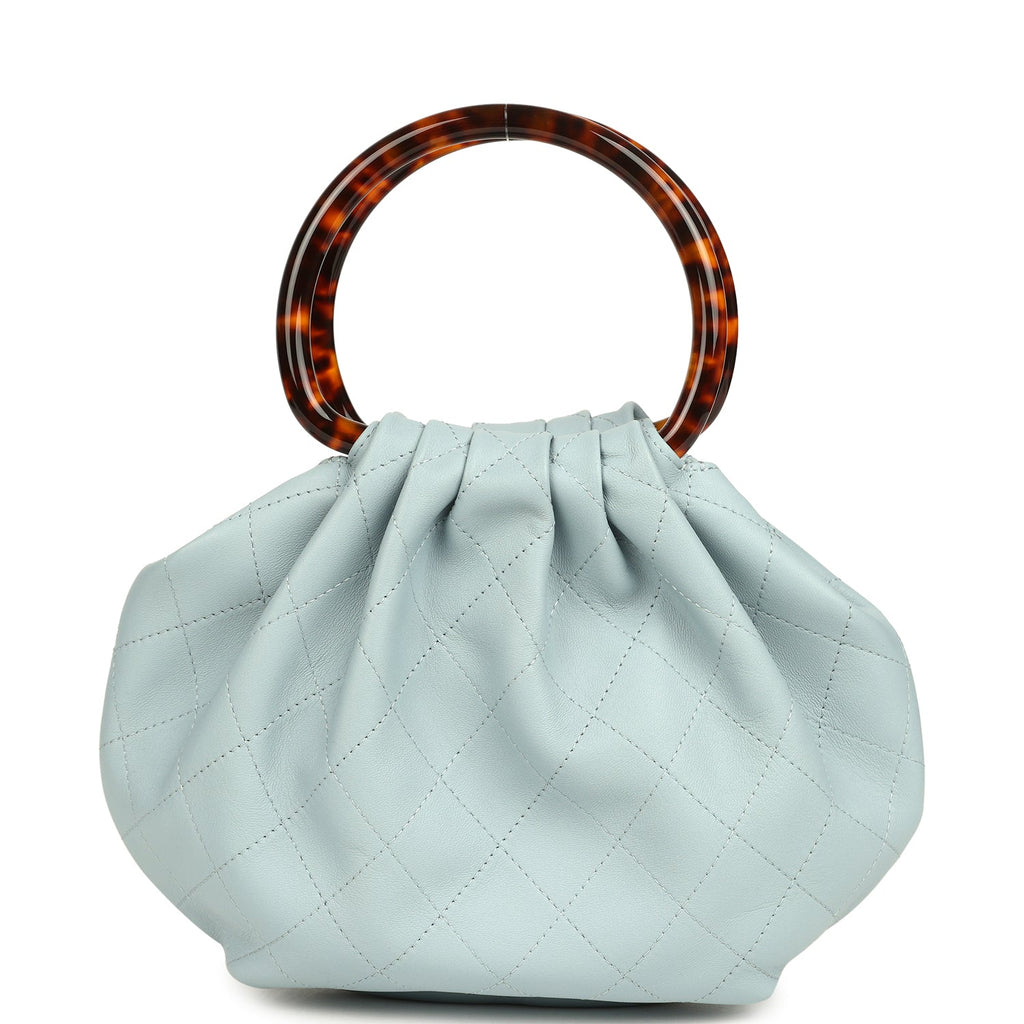 Chanel Small Pouch Light Blue Calfskin Tortoiseshell Hardware