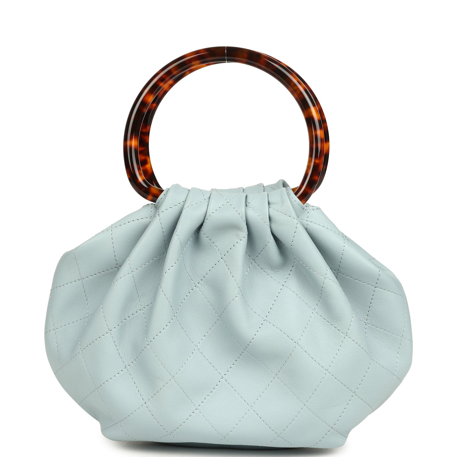Chanel Small Pouch Light Blue Calfskin Tortoiseshell Hardware