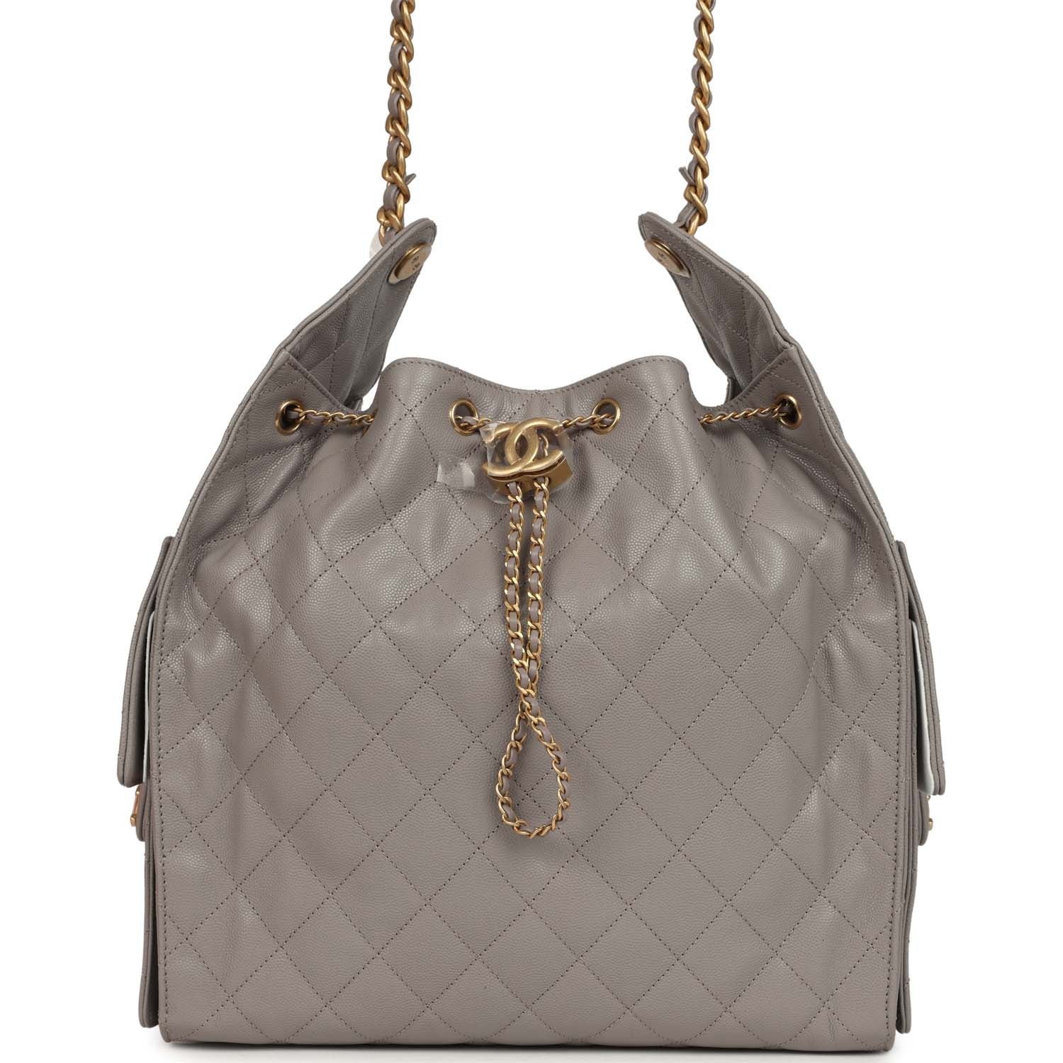 Chanel Medium 25 Hobo Bag Dark Grey Caviar Antique Gold Hardware