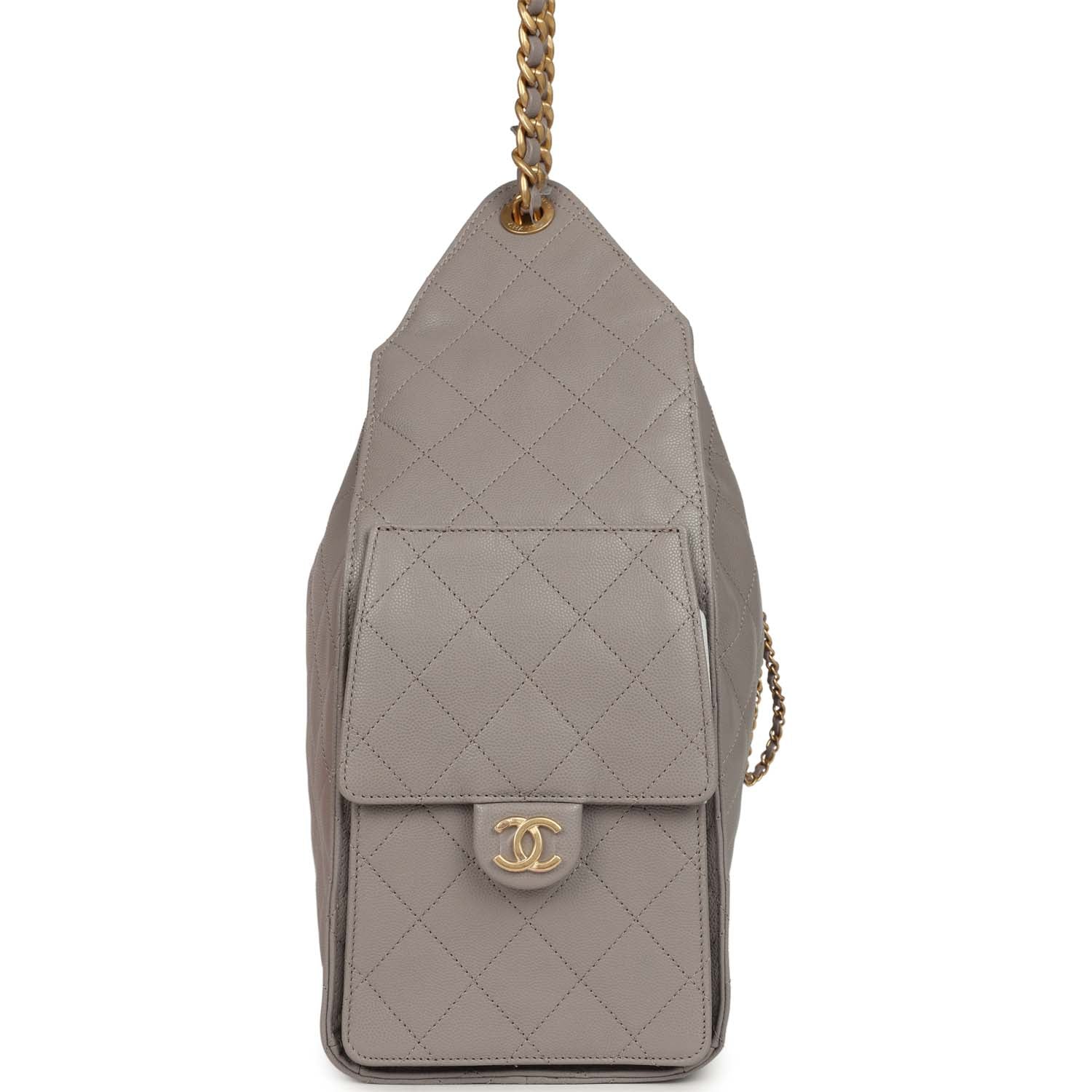 Chanel Medium 25 Hobo Bag Dark Grey Caviar Antique Gold Hardware