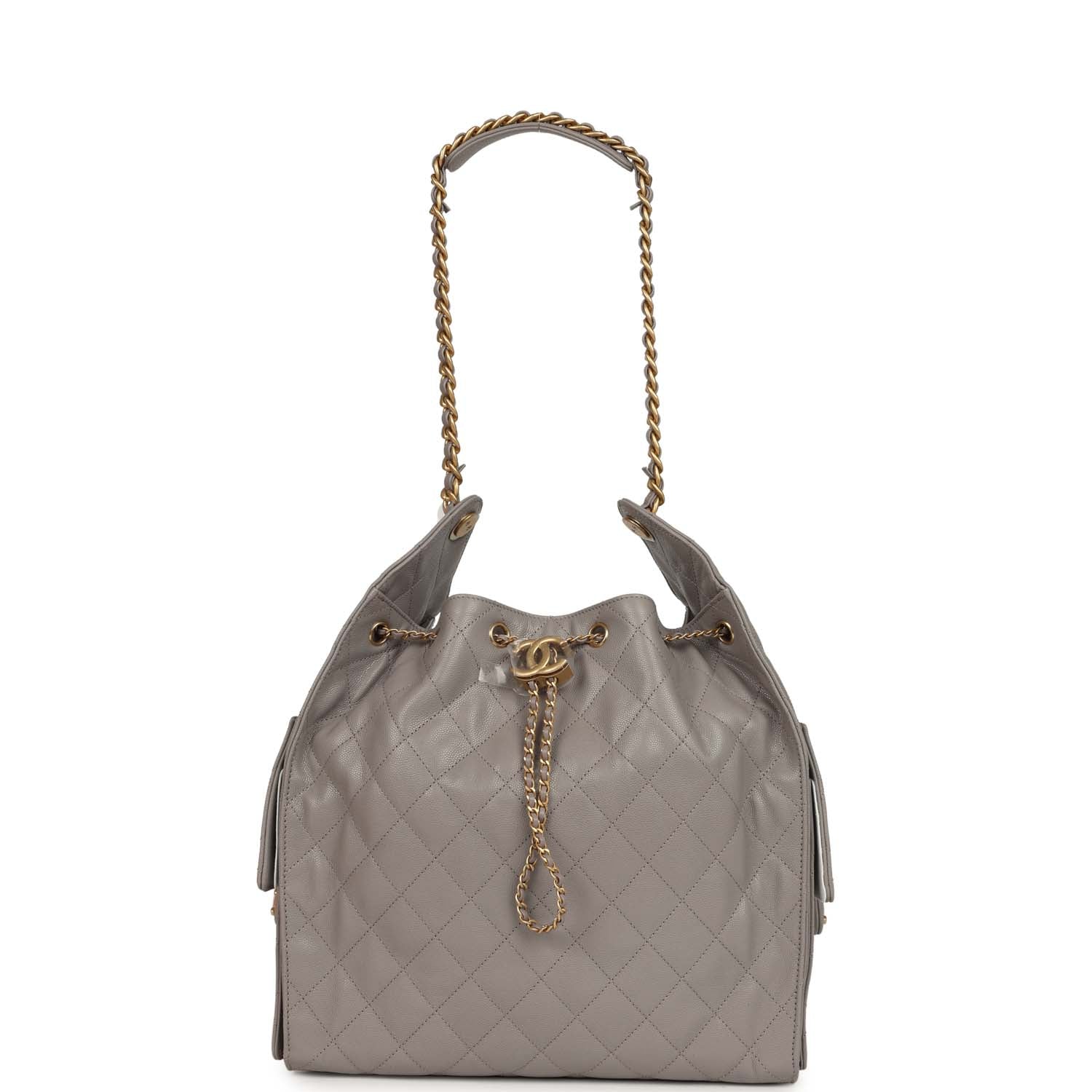 Chanel Medium 25 Hobo Bag Dark Grey Caviar Antique Gold Hardware