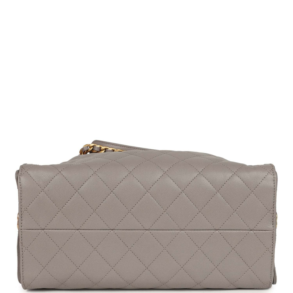 Chanel Medium 25 Hobo Bag Dark Grey Caviar Antique Gold Hardware