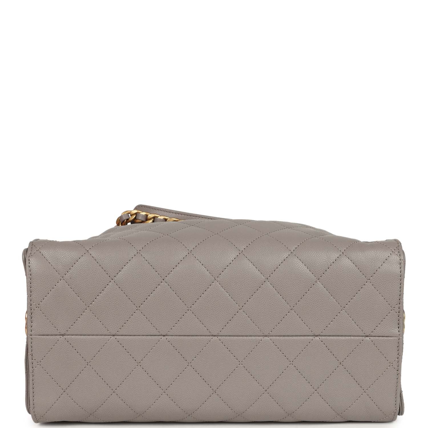 Chanel Medium 25 Hobo Bag Dark Grey Caviar Antique Gold Hardware