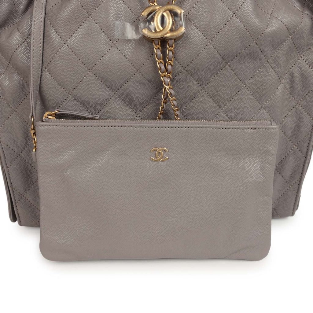 Chanel Medium 25 Hobo Bag Dark Grey Caviar Antique Gold Hardware
