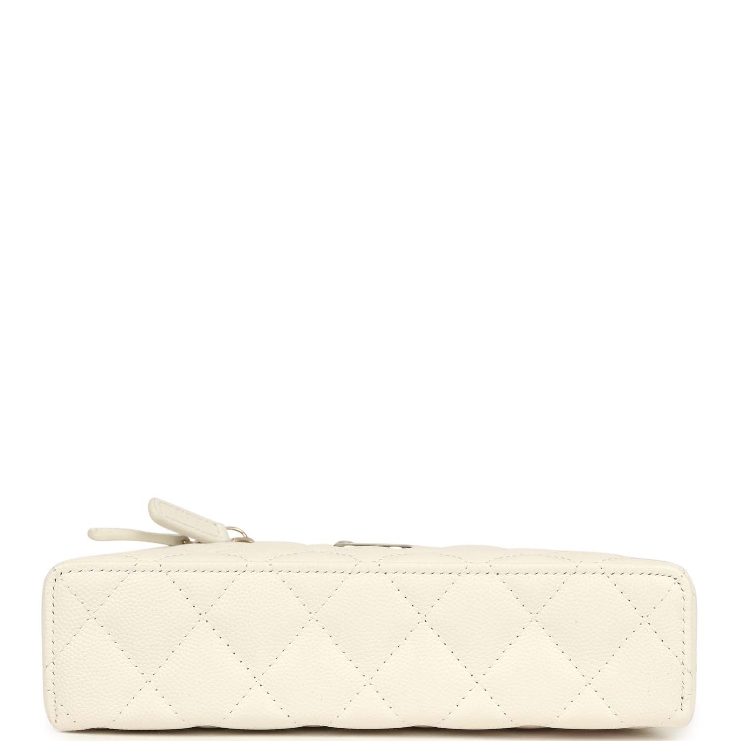 Chanel Trendy Top Handle Long Vanity Case with Chain White Caviar Light Gold Hardware