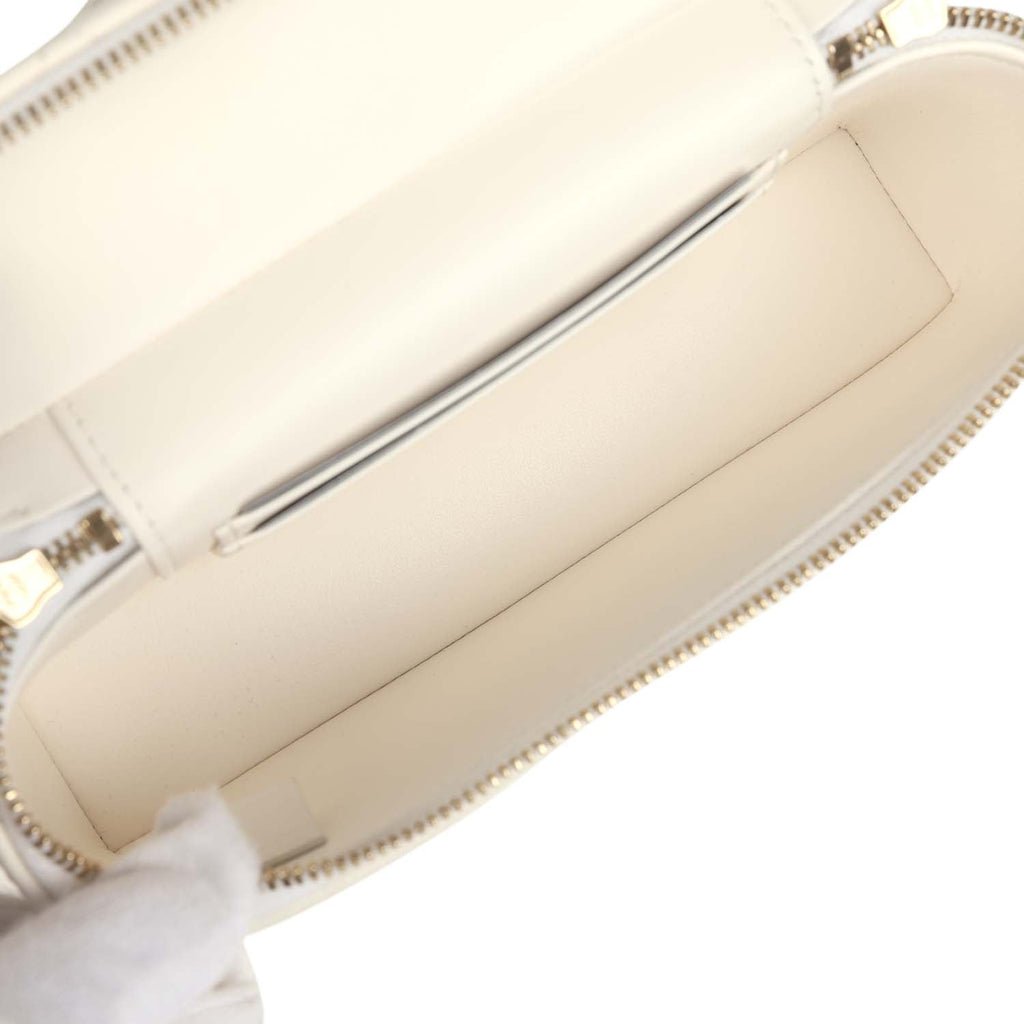 Chanel Trendy Top Handle Long Vanity Case with Chain White Caviar Light Gold Hardware