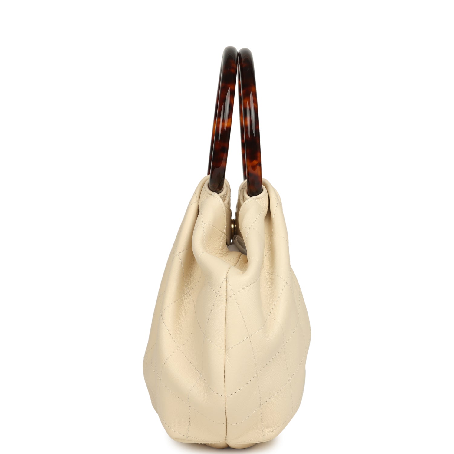 Chanel Small Pouch Light Beige Lambskin Tortoiseshell Hardware