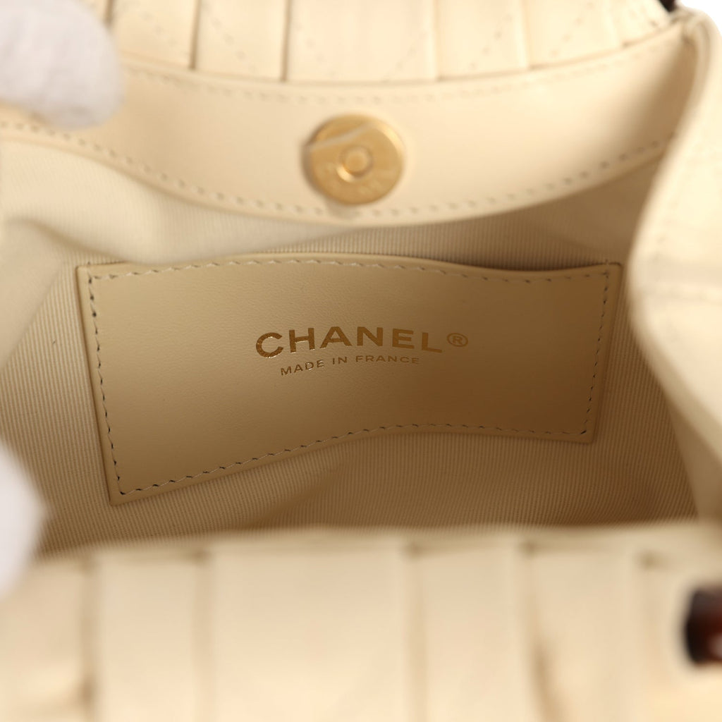 Chanel Small Pouch Light Beige Lambskin Tortoiseshell Hardware