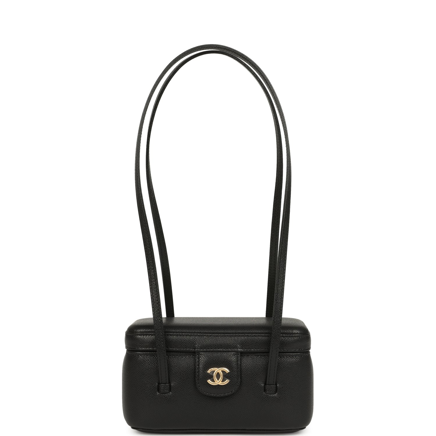 Chanel Preppy Coco Long Vanity with Straps Black Shiny Caviar Brushed Gold Hardware
