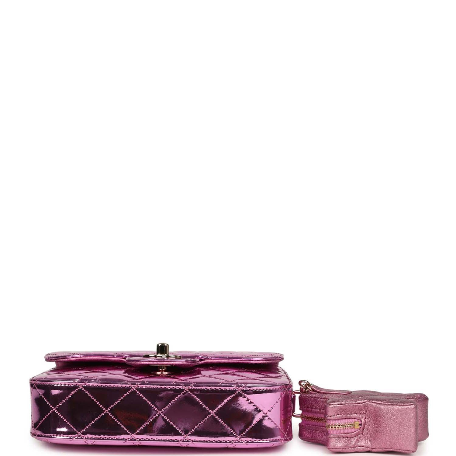 Chanel Mini Flap Bag and Star Coin Purse Pink Mirror Calfskin and Metallic Calfskin Light Gold Hardware
