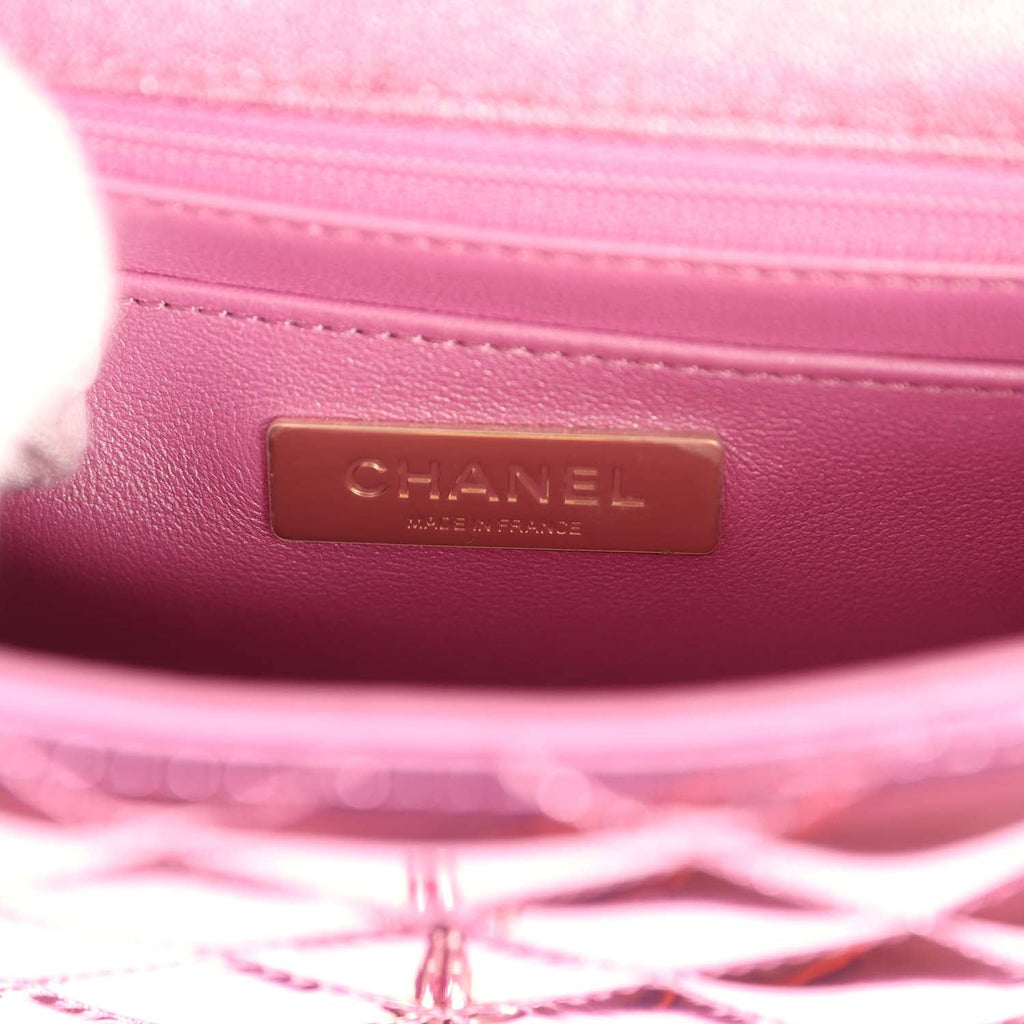 Chanel Mini Flap Bag and Star Coin Purse Pink Mirror Calfskin and Metallic Calfskin Light Gold Hardware