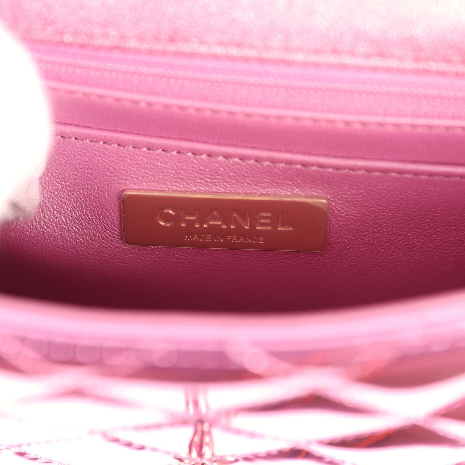 Chanel Mini Flap Bag and Star Coin Purse Pink Mirror Calfskin and Metallic Calfskin Light Gold Hardware