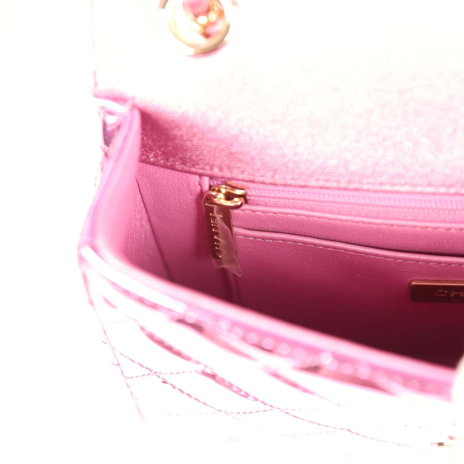 Chanel Mini Flap Bag and Star Coin Purse Pink Mirror Calfskin and Metallic Calfskin Light Gold Hardware