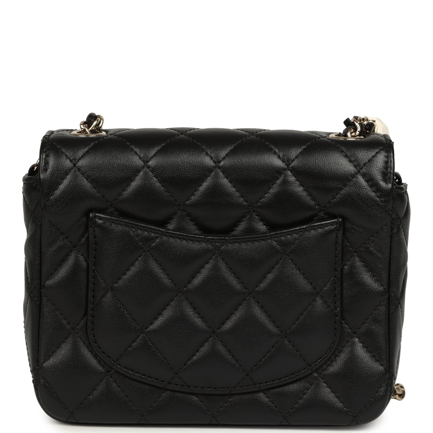 Chanel Heart Charms Mini Square Flap Bag Black Lambskin Enamel Light Gold Hardware