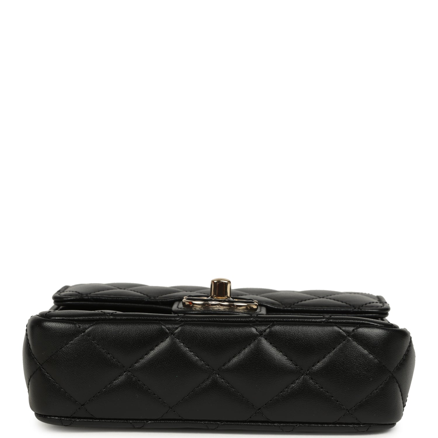 Chanel Heart Charms Mini Square Flap Bag Black Lambskin Enamel Light Gold Hardware