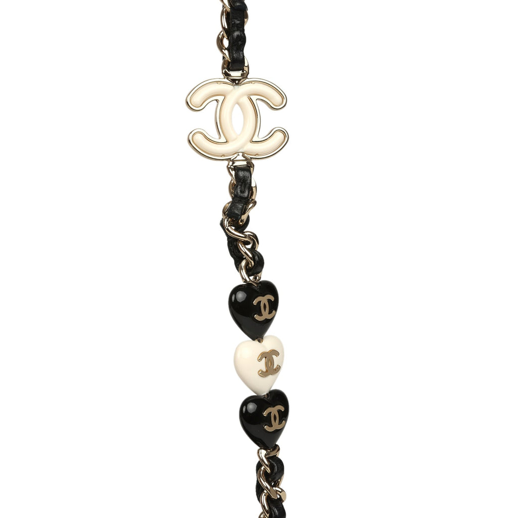 Chanel Heart Charms Mini Square Flap Bag Black Lambskin Enamel Light Gold Hardware