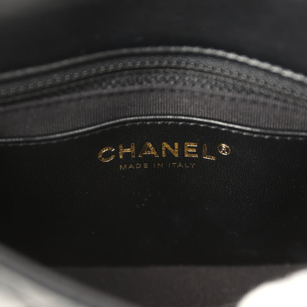 Chanel Heart Charms Mini Square Flap Bag Black Lambskin Enamel Light Gold Hardware