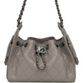 Chanel Mini 25 Hobo Bag Dark Grey Caviar Aged Ruthenium Hardware