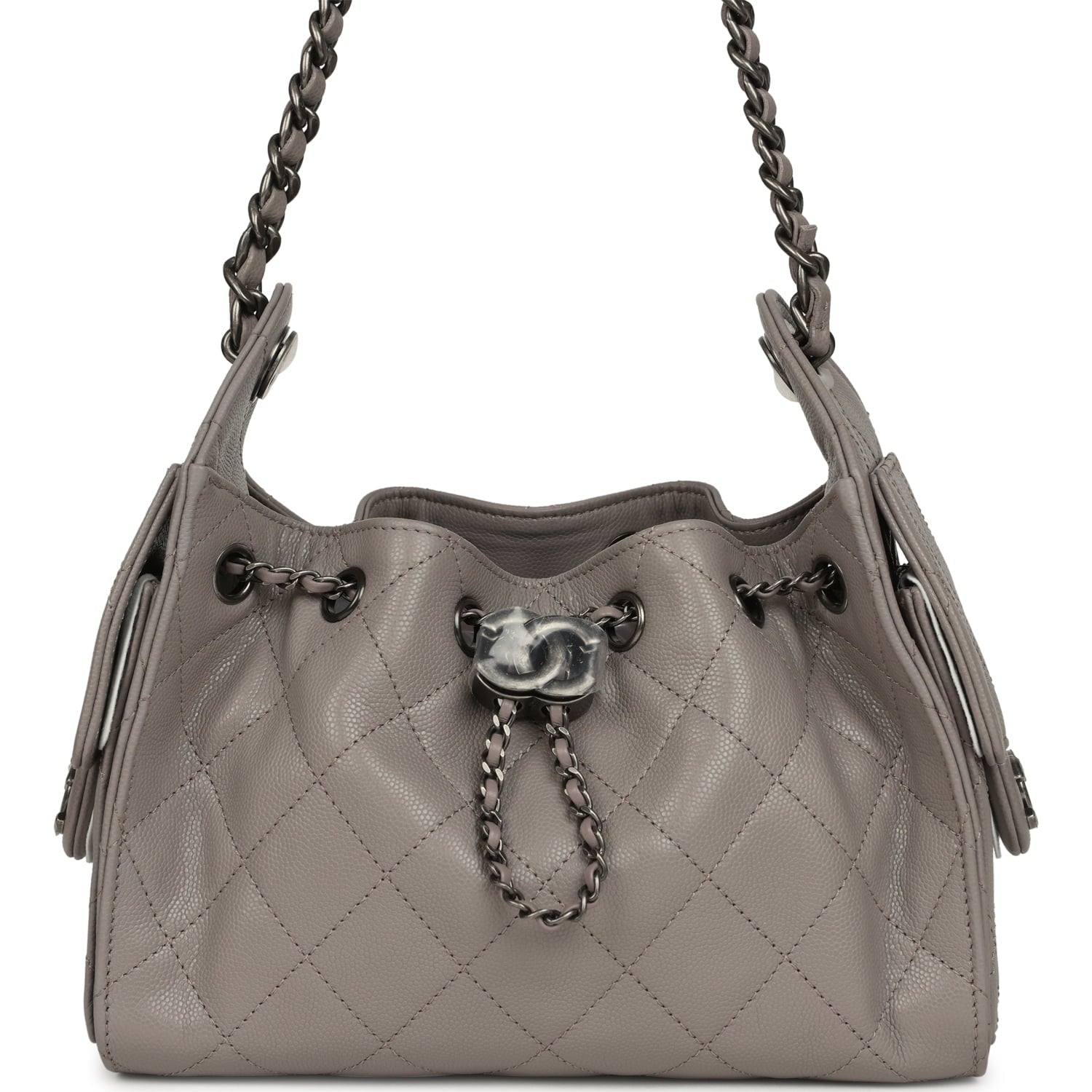 Chanel Mini 25 Hobo Bag Dark Grey Caviar Aged Ruthenium Hardware