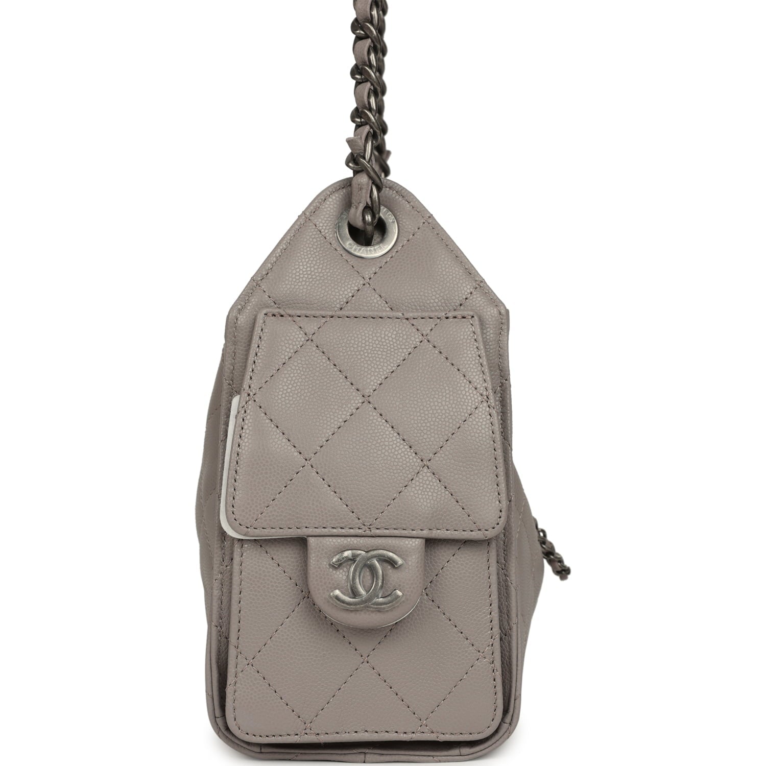 Chanel Mini 25 Hobo Bag Dark Grey Caviar Aged Ruthenium Hardware