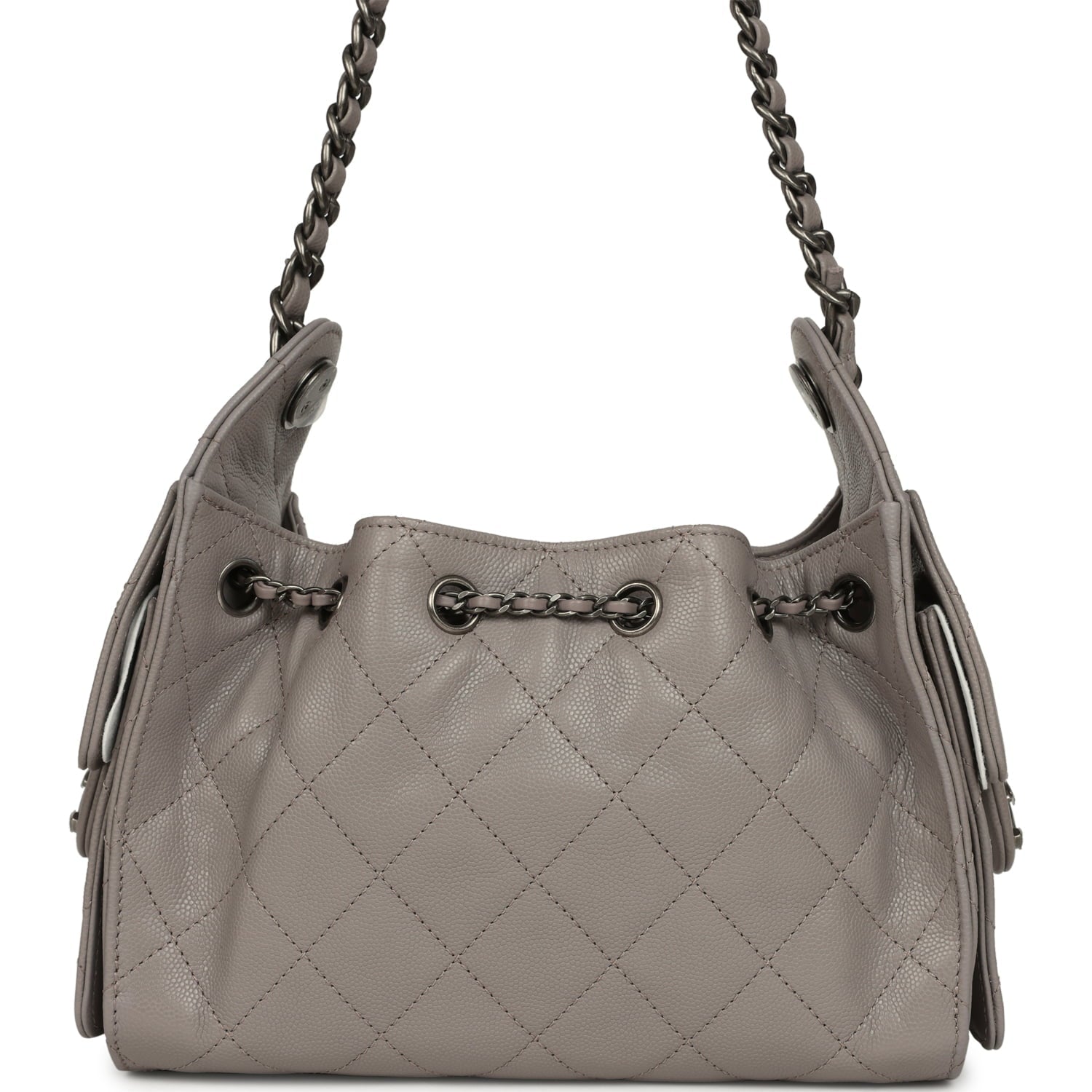 Chanel Mini 25 Hobo Bag Dark Grey Caviar Aged Ruthenium Hardware