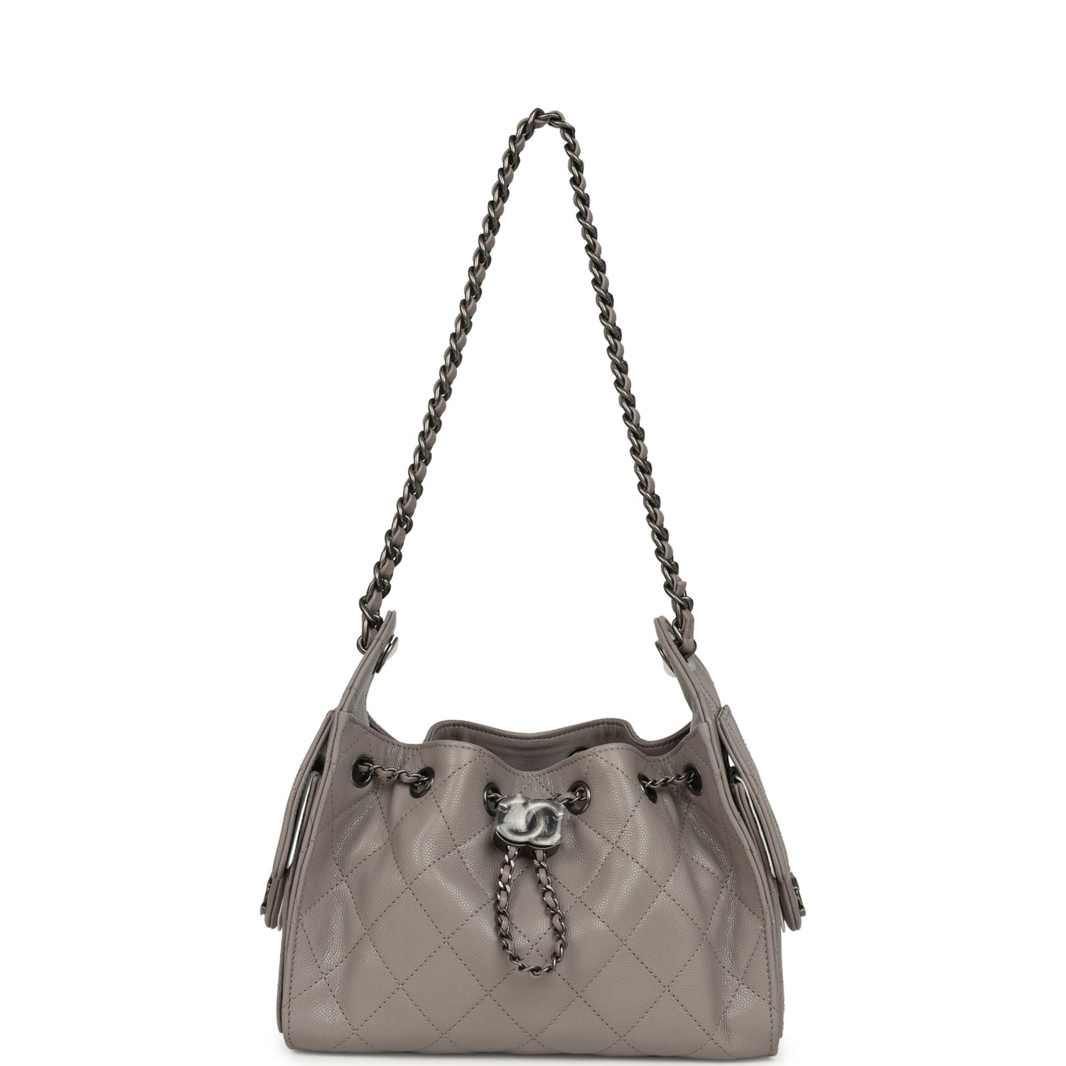 Chanel Mini 25 Hobo Bag Dark Grey Caviar Aged Ruthenium Hardware