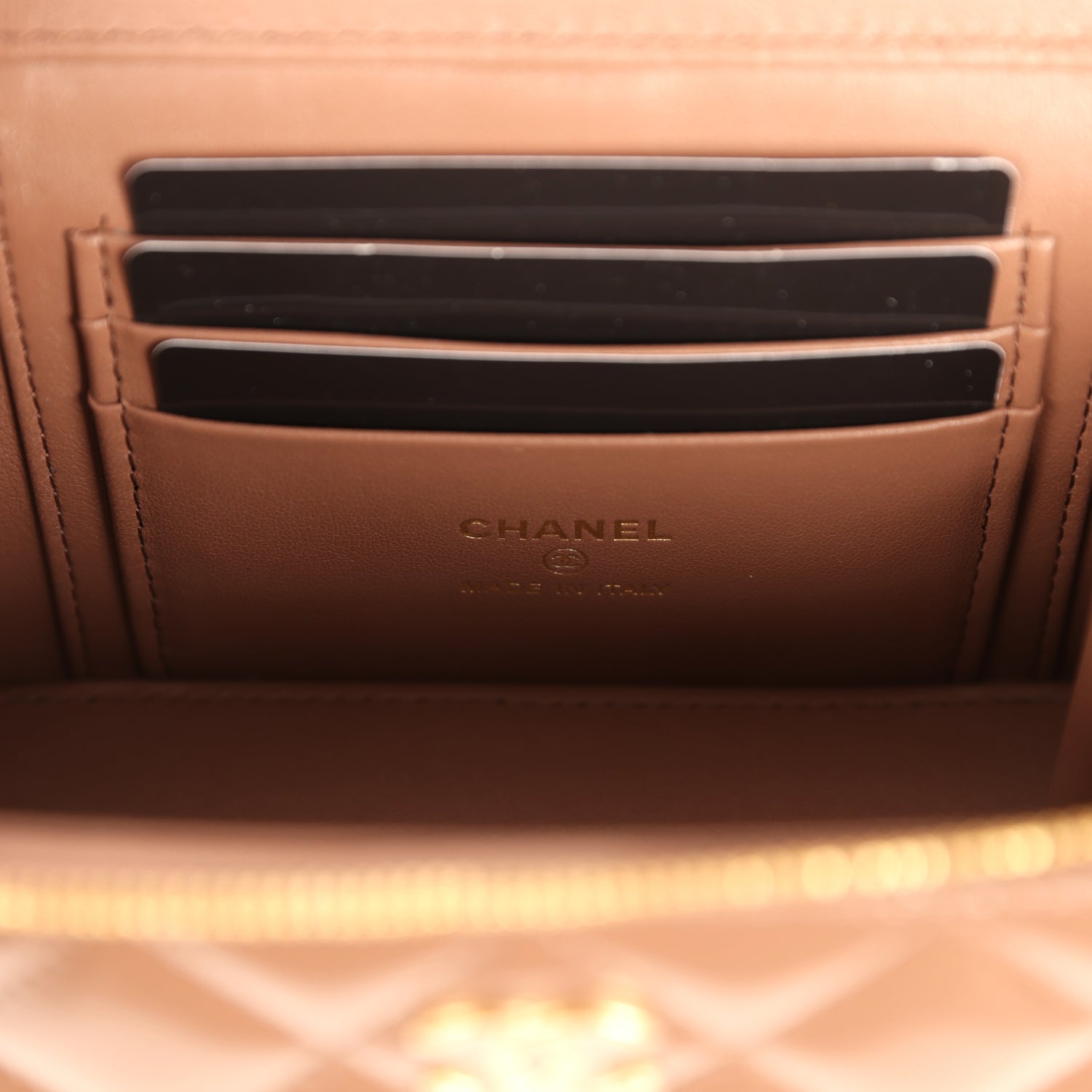 Chanel Small Tortoiseshell Top Handle Vanity Case Brown Shiny Lambskin Light Gold Hardware