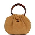 Chanel Small Pouch Beige Suede Tortoiseshell Hardware