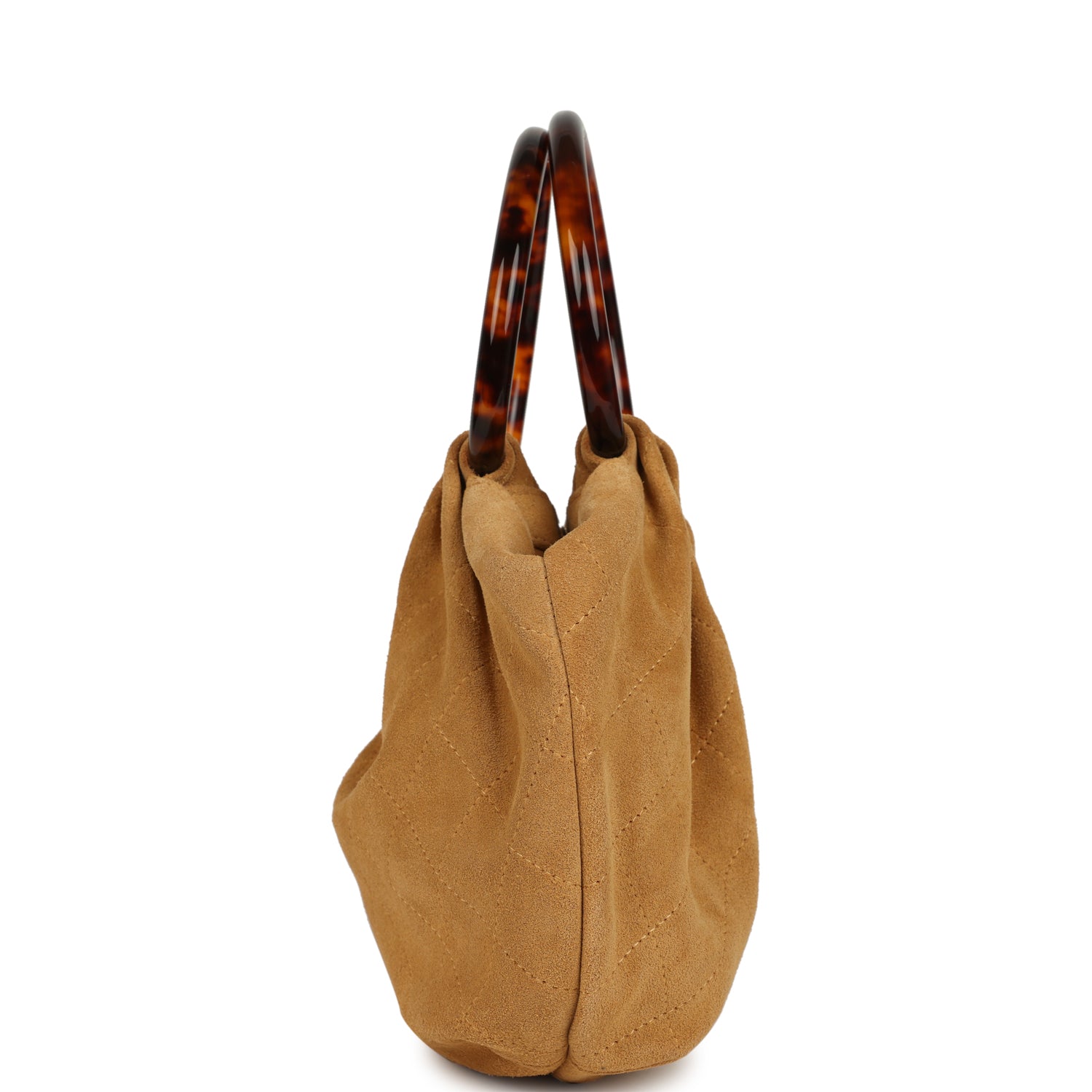 Chanel Small Pouch Beige Suede Tortoiseshell Hardware