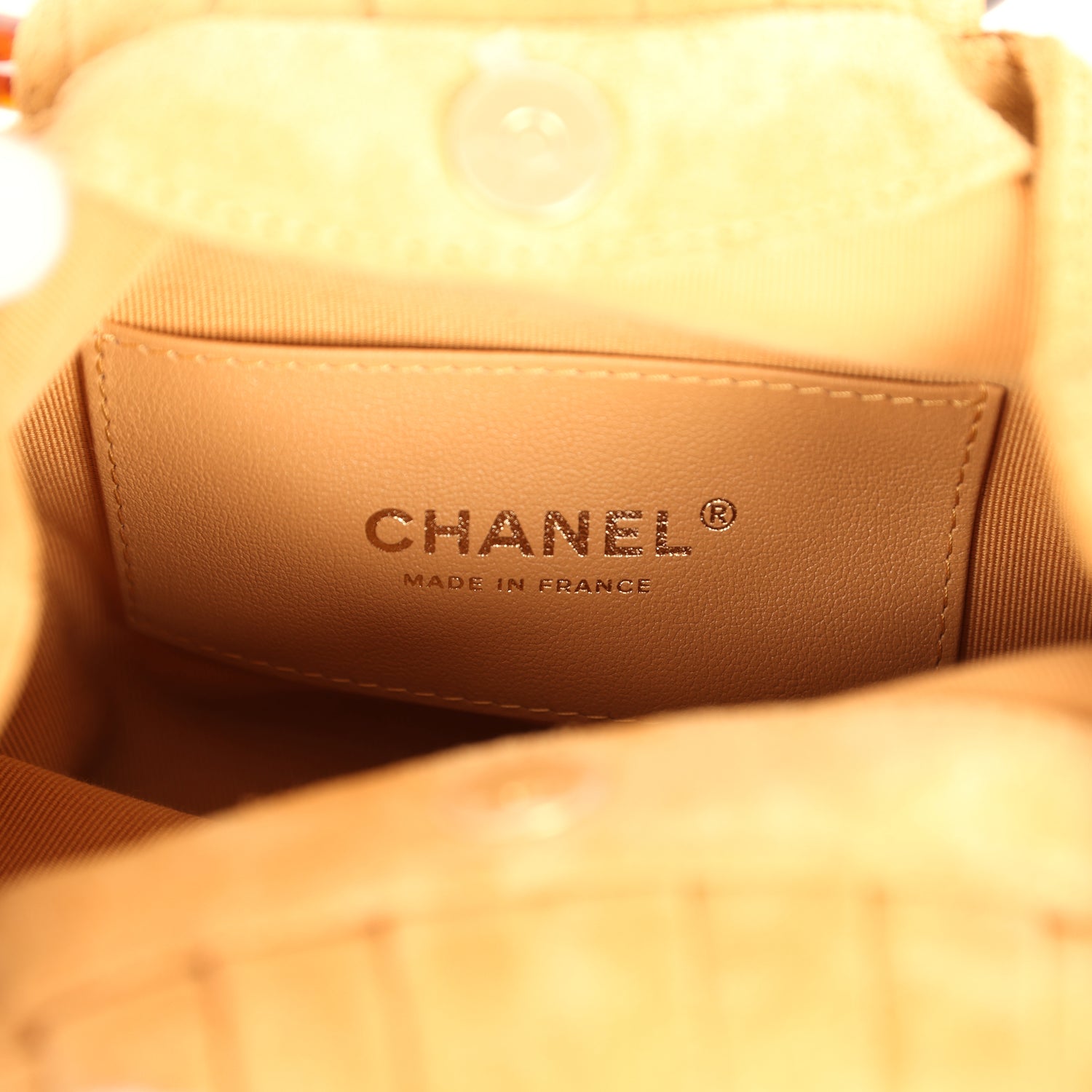 Chanel Small Pouch Beige Suede Tortoiseshell Hardware