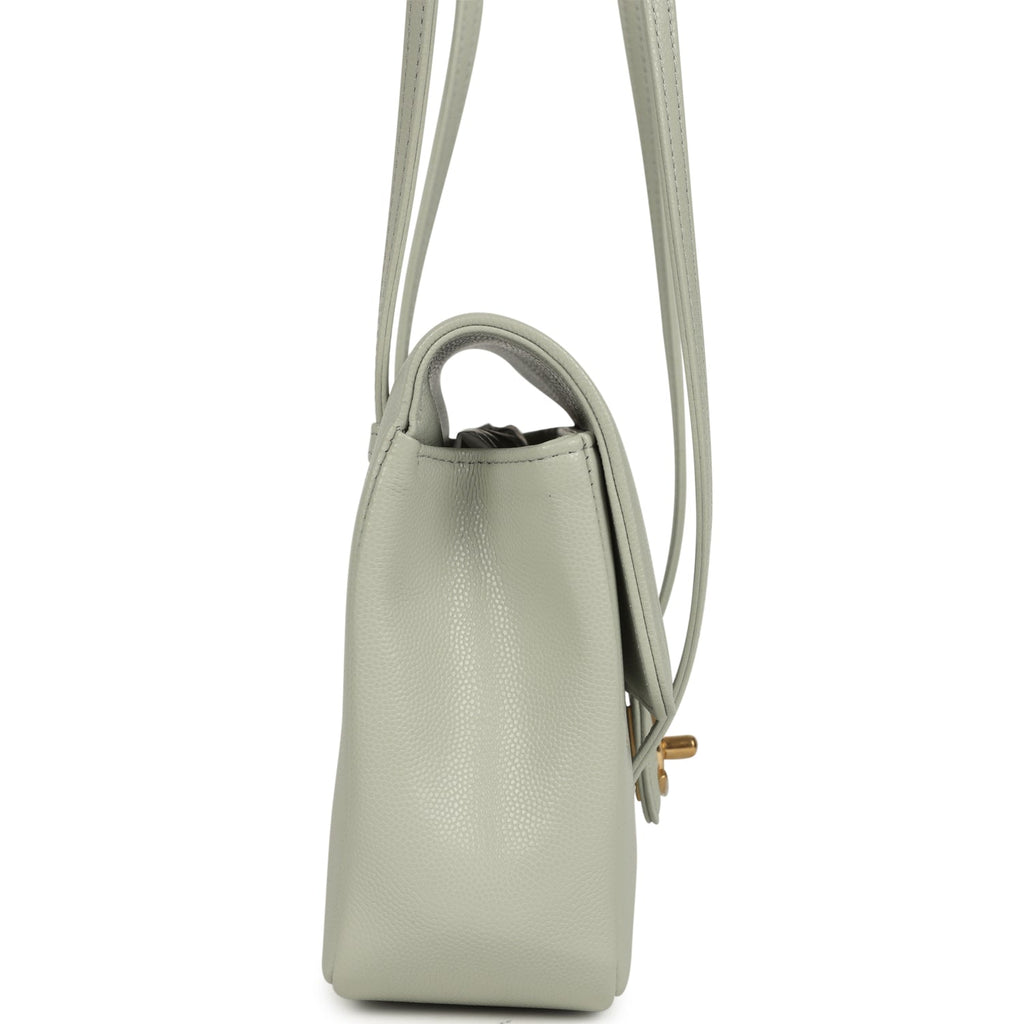 Chanel Small Preppy Coco Flap Bag Light Green Shiny Caviar Brushed Gold Hardware
