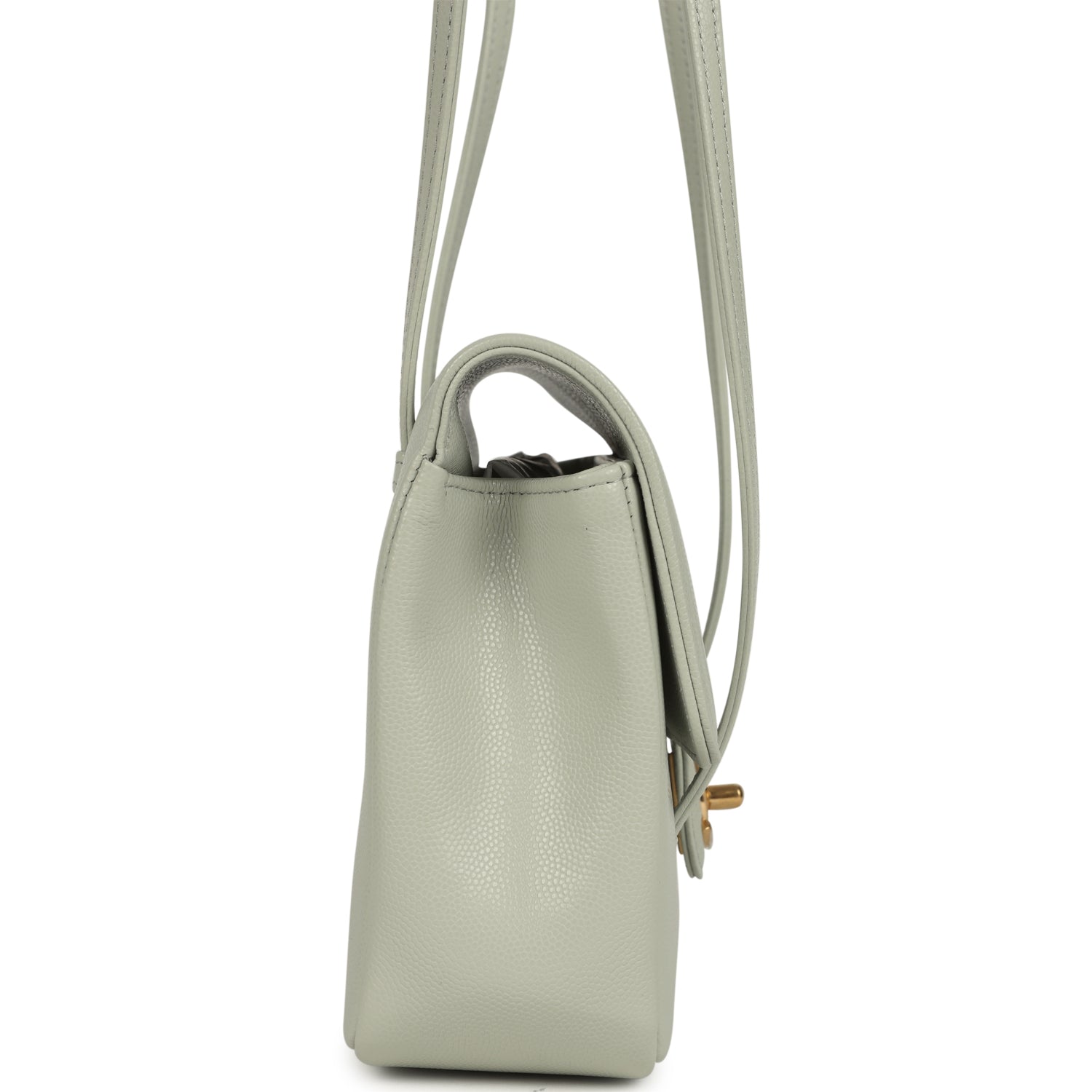 Chanel Small Preppy Coco Flap Bag Light Green Shiny Caviar Brushed Gold Hardware