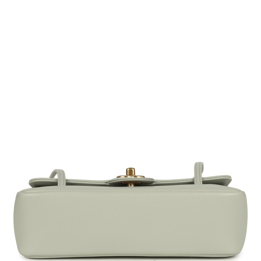 Chanel Small Preppy Coco Flap Bag Light Green Shiny Caviar Brushed Gold Hardware