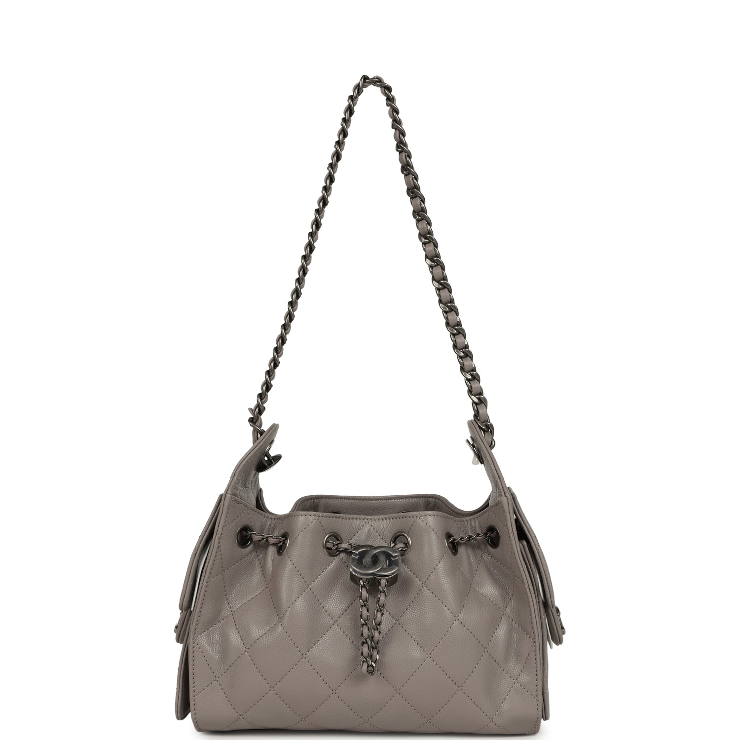Chanel Mini 25 Hobo Bag Dark Grey Caviar Aged Ruthenium Hardware